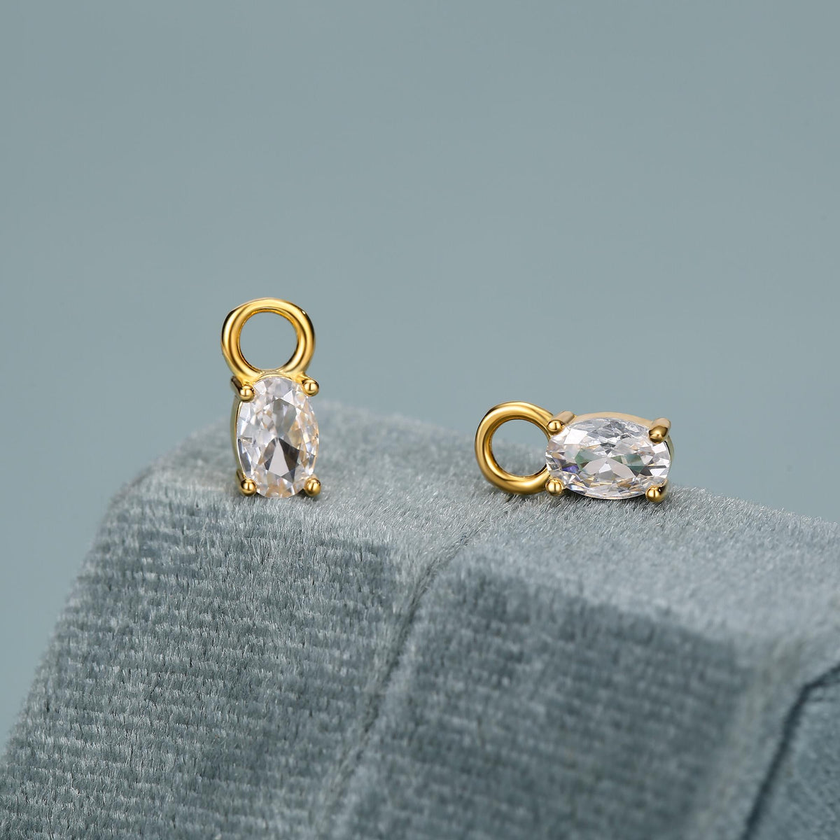 Oval CZ Huggie Hoop in Sterling Silver, Silver or Gold, Minimalist Simple Hoop Earrings, Detachable and Interchangeable