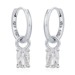 Oval CZ Huggie Hoop in Sterling Silver, Silver or Gold, Minimalist Simple Hoop Earrings, Detachable and Interchangeable