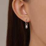 Oval CZ Huggie Hoop in Sterling Silver, Silver or Gold, Minimalist Simple Hoop Earrings, Detachable and Interchangeable