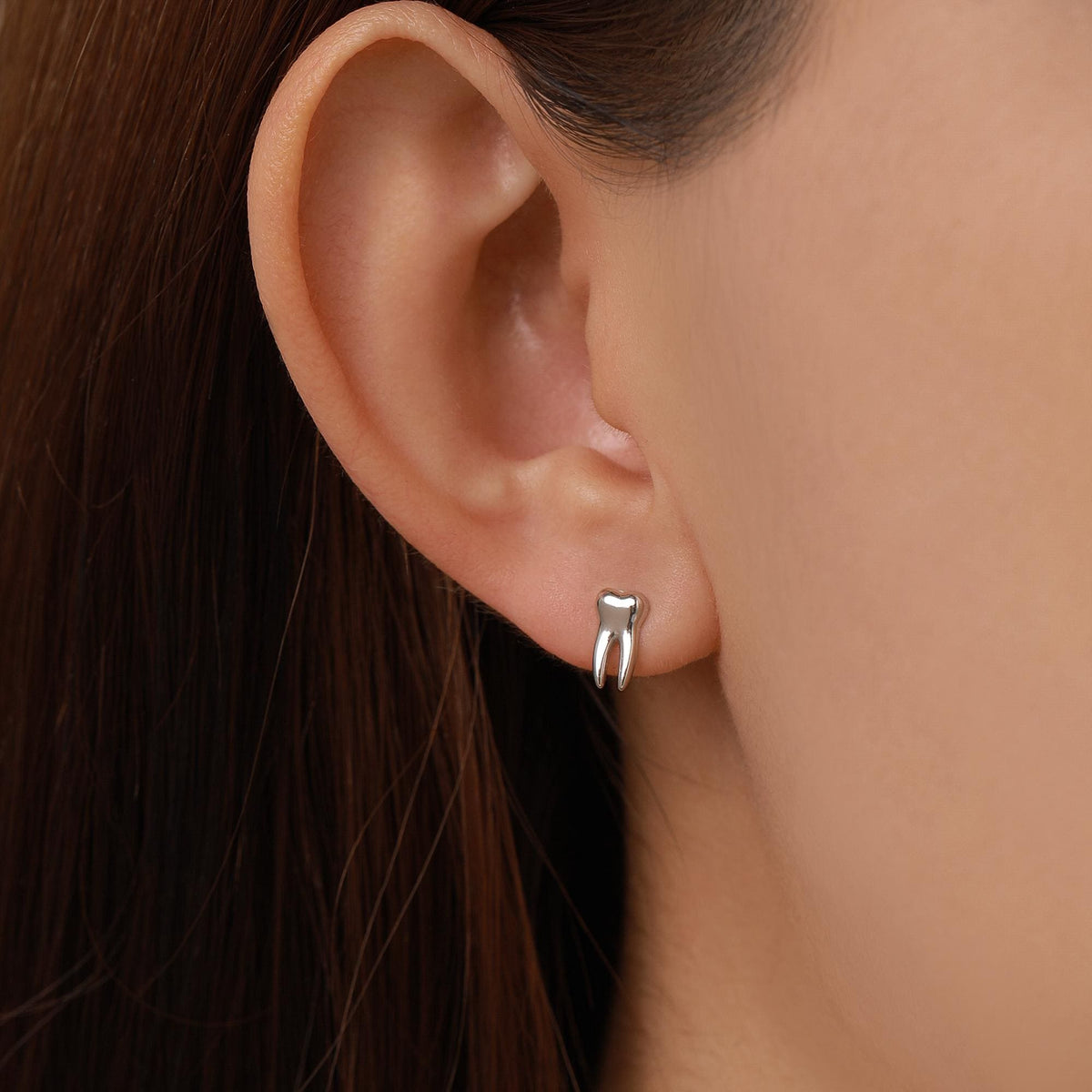 Teeth Earrings in Sterling Silver, Molar Stud Earrings, Silver or Gold, Silver Tooth Stud Earrings, Cute and Quirky Earrings