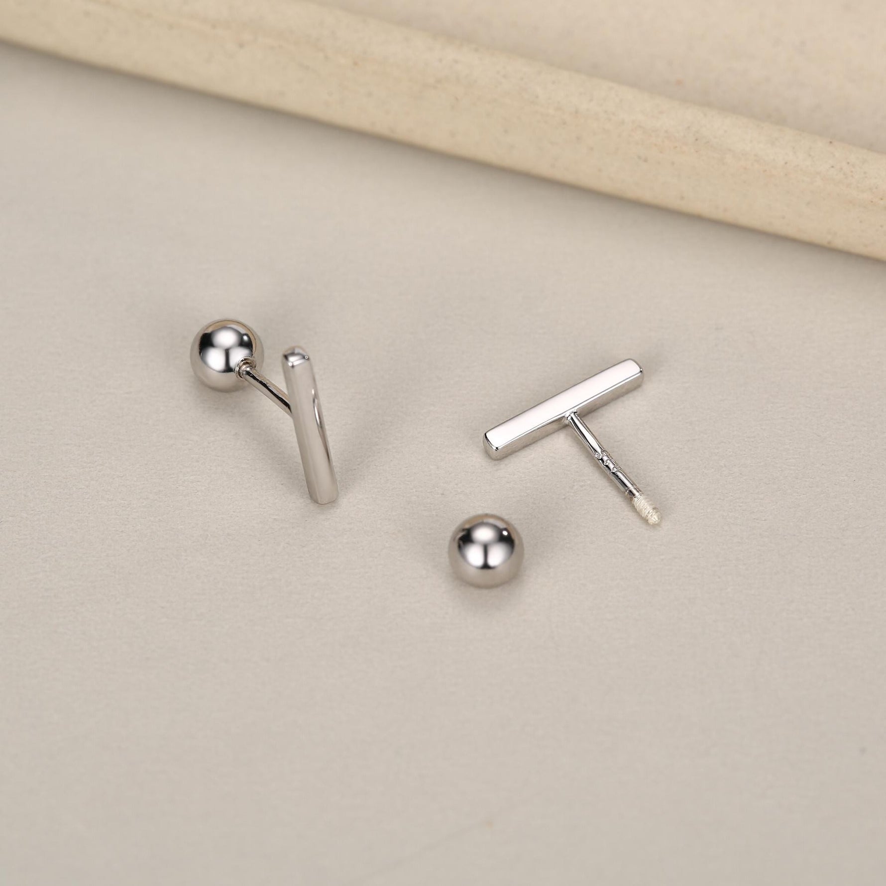 Tiny Bar Screw Back Earrings in Sterling Silver, Silver, Gold or Rose Gold, Piercing Jewellery, Helix Earrings, Cartilage Earrings