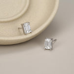 0.8Ct Emerald Cut Moissanite Diamond Stud Earrings in Sterling Silver
