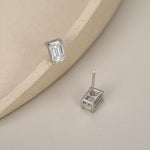 0.8Ct Emerald Cut Moissanite Diamond Stud Earrings in Sterling Silver
