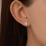 0.8Ct Emerald Cut Moissanite Diamond Stud Earrings in Sterling Silver