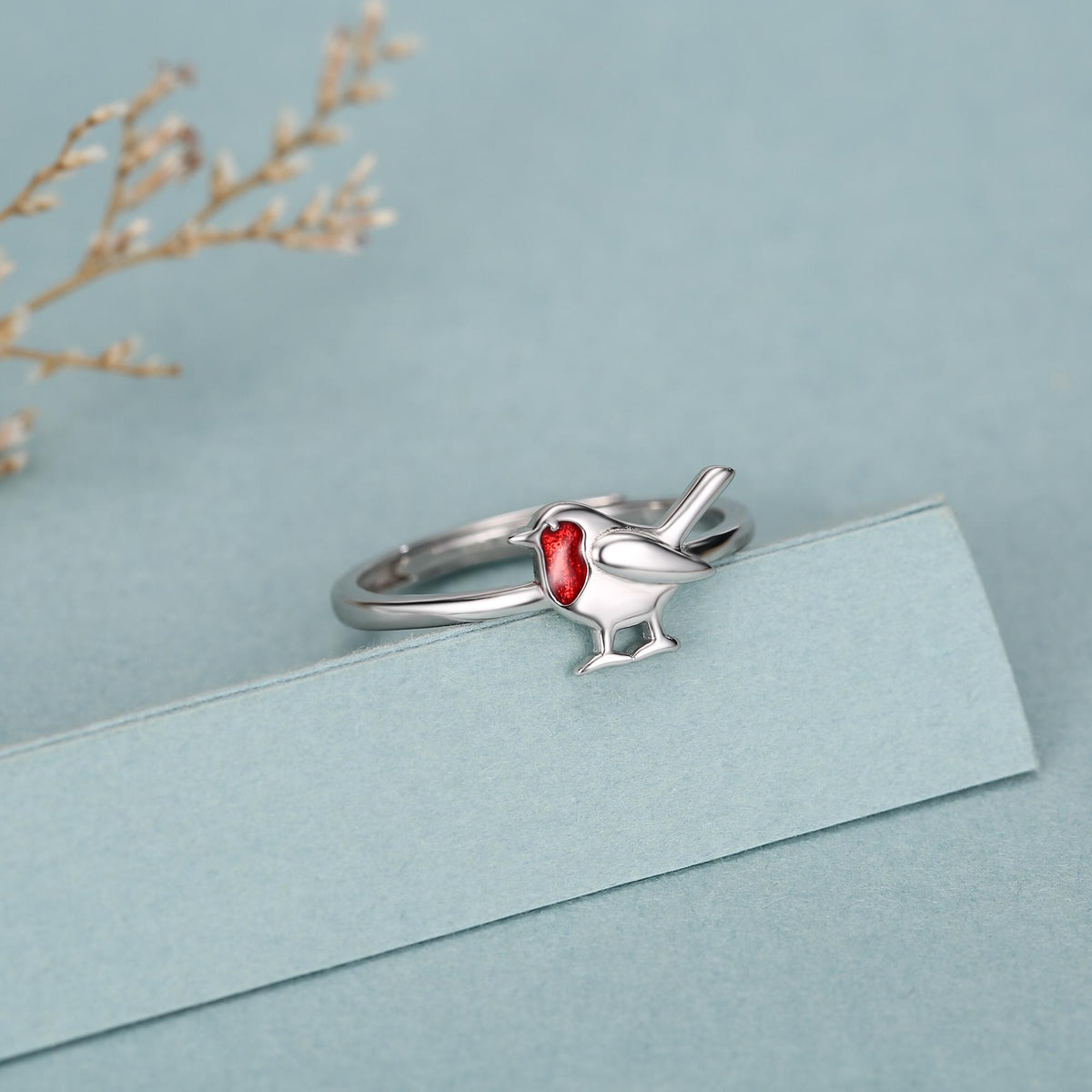 Delicate Robin Bird Motif Ring