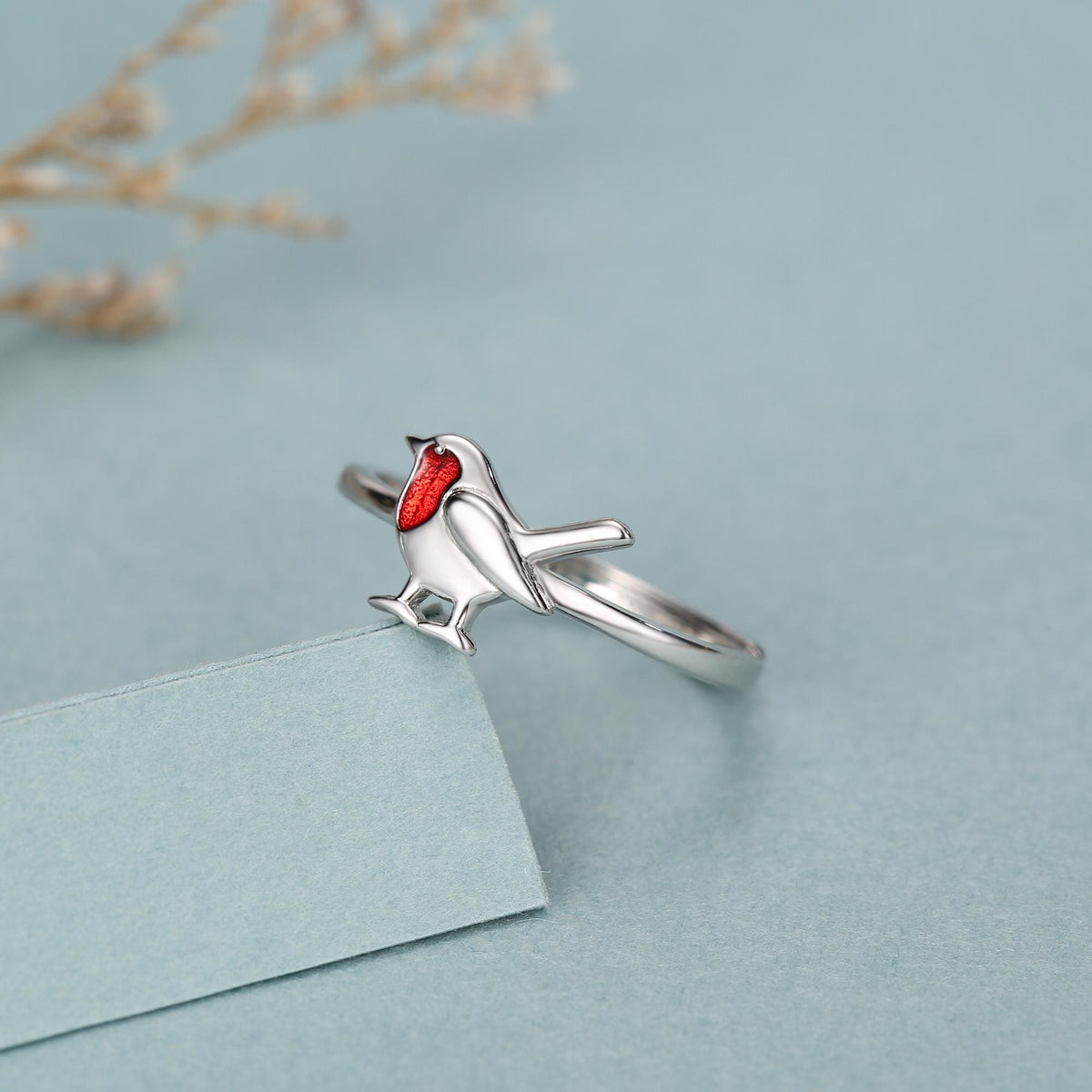 Delicate Robin Bird Motif Ring