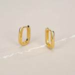 Pair of Small Rectangular Hoop Earrings in Sterling Silver, Oval Hoop Earrings, Chunky Hoop Earrings, Silver or Gold, Square Hoop Earrings