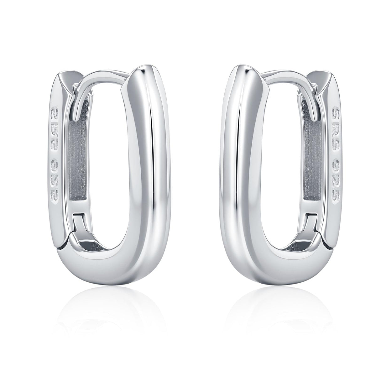 Pair of Small Rectangular Hoop Earrings in Sterling Silver, Oval Hoop Earrings, Chunky Hoop Earrings, Silver or Gold, Square Hoop Earrings