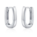 Pair of Small Rectangular Hoop Earrings in Sterling Silver, Oval Hoop Earrings, Chunky Hoop Earrings, Silver or Gold, Square Hoop Earrings