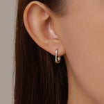 Pair of Small Rectangular Hoop Earrings in Sterling Silver, Oval Hoop Earrings, Chunky Hoop Earrings, Silver or Gold, Square Hoop Earrings