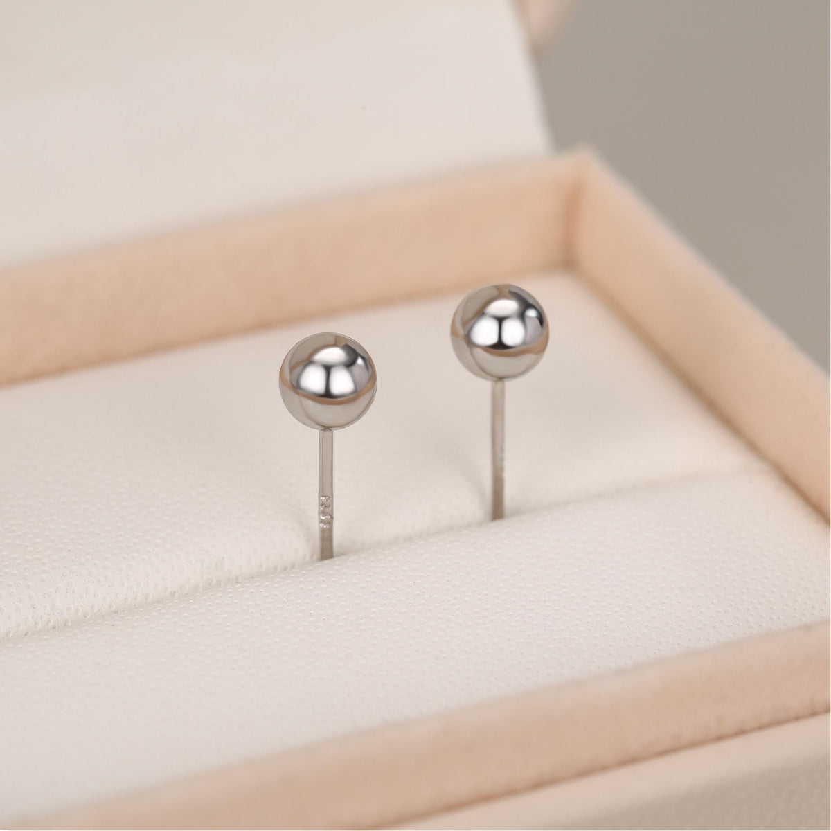 Sterling Silver Dainty Little Ball Circle Sphere Tiny Stud Earrings, Minimalist Geometric Design