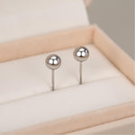 Sterling Silver Dainty Little Ball Circle Sphere Tiny Stud Earrings, Minimalist Geometric Design