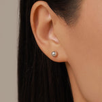 Sterling Silver Dainty Little Ball Circle Sphere Tiny Stud Earrings, Minimalist Geometric Design