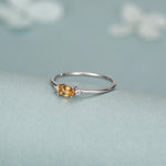 Citrine CZ Oval Cut Gemstone Ring