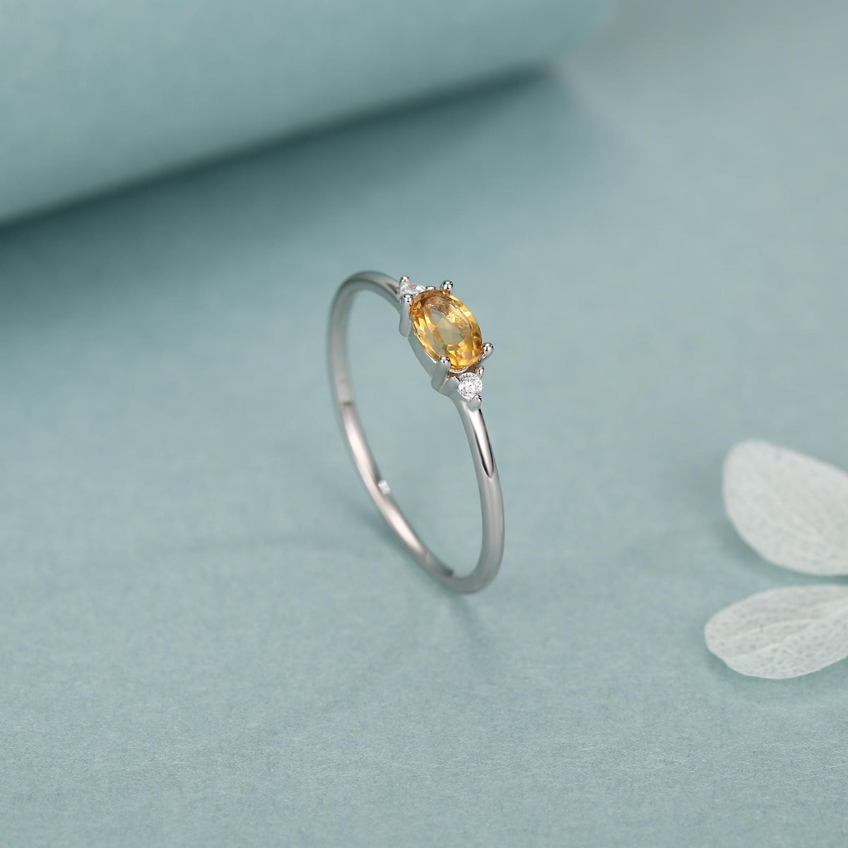 Citrine CZ Oval Cut Gemstone Ring