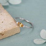 Citrine CZ Oval Cut Gemstone Ring