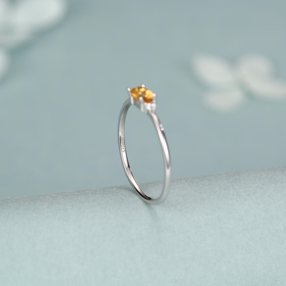 Citrine CZ Oval Cut Gemstone Ring