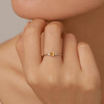Citrine CZ Oval Cut Gemstone Ring