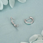 Emerald Green Ombre CZ Huggie Hoops in Sterling Silver, Silver or Gold, Minimalist Hoop Earrings, 8mm Hoops, cartilage hoops, Gradient