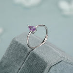 Amethyst Prong Set Pear Cut Droplet Gemstone Ring
