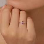 Amethyst Prong Set Pear Cut Droplet Gemstone Ring