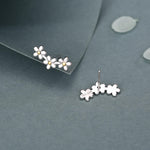 Forget-me-not Flower Stud Earrings in Sterling Silver, Three Flower Bouquet Earrings, Triple Daisy Flower Cluster Earrings