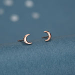 Extra Tiny Crescent Moon Stud Earrings in Sterling Silver - Silver or Gold or Rose Gold - New Moon Earrings - Petite Stud Earrings