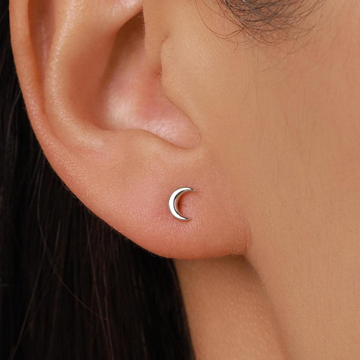 Extra Tiny Crescent Moon Stud Earrings in Sterling Silver - Silver or Gold or Rose Gold - New Moon Earrings - Petite Stud Earrings