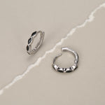 Black Marquise CZ Huggie Hoop in Sterling Silver, Silver or Gold, Minimalist Simple Black Hoop Earrings, Black Diamond Hoops