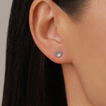 Sterling Silver Aquamarine Bezel Stud Earrings, 4mm Genuine Aquamarine Stone, Semi-precious Jewellery