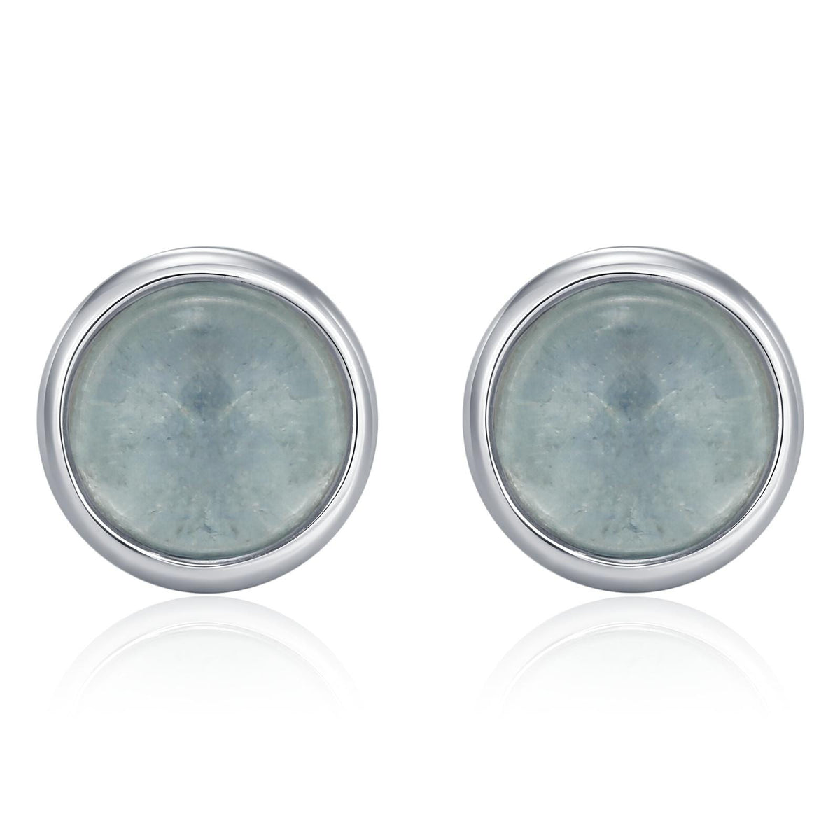 Sterling Silver Aquamarine Bezel Stud Earrings, 4mm Genuine Aquamarine Stone, Semi-precious Jewellery