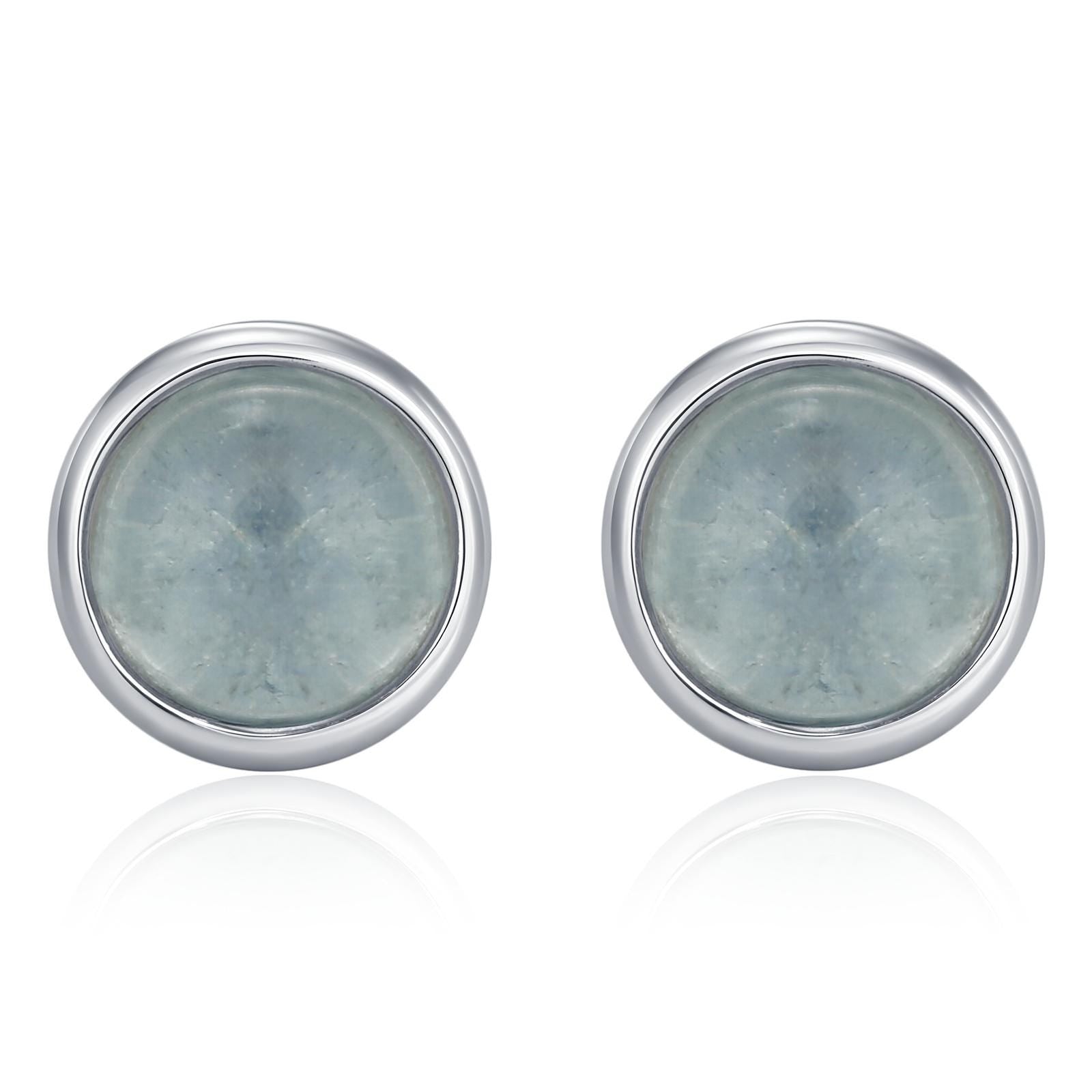 Sterling Silver Aquamarine Bezel Stud Earrings, 4mm Genuine Aquamarine Stone, Semi-precious Jewellery