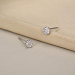 Extra Tiny Round Disk Stud Earrings in Sterling Silver, CZ Coin Earrings, Tiny Circle Stud, CZ Pave Coin Earrings, Silver or Gold