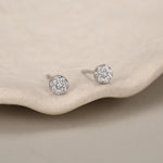 Extra Tiny Round Disk Stud Earrings in Sterling Silver, CZ Coin Earrings, Tiny Circle Stud, CZ Pave Coin Earrings, Silver or Gold