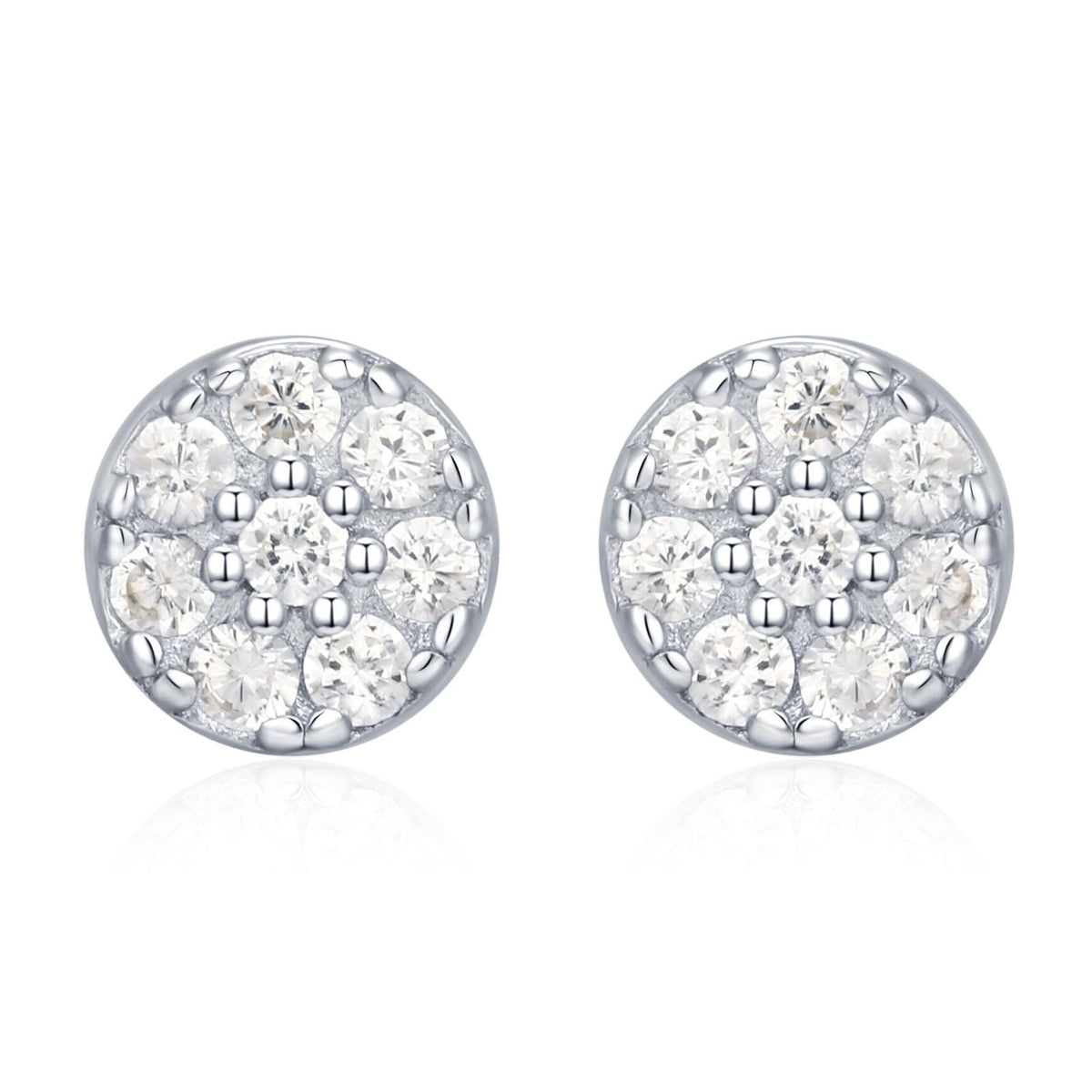 Extra Tiny Round Disk Stud Earrings in Sterling Silver, CZ Coin Earrings, Tiny Circle Stud, CZ Pave Coin Earrings, Silver or Gold