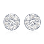 Extra Tiny Round Disk Stud Earrings in Sterling Silver, CZ Coin Earrings, Tiny Circle Stud, CZ Pave Coin Earrings, Silver or Gold