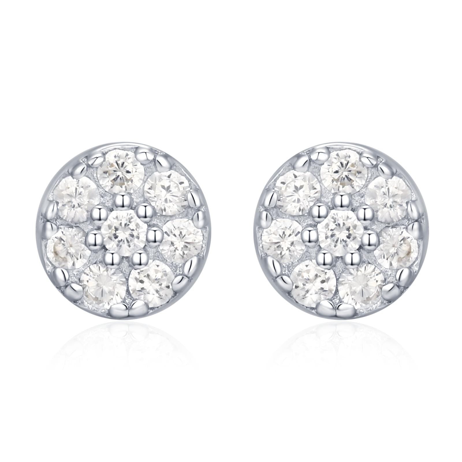 Extra Tiny Round Disk Stud Earrings in Sterling Silver, CZ Coin Earrings, Tiny Circle Stud, CZ Pave Coin Earrings, Silver or Gold