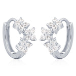 Hydrangea Flower Bouquet CZ Huggie Hoop Earrings in Sterling Silver, Silver or Gold or Rose Gold, CZ Hoops, Flower Hoops, Dainty CZ Hoops