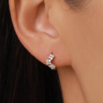 Hydrangea Flower Bouquet CZ Huggie Hoop Earrings in Sterling Silver, Silver or Gold or Rose Gold, CZ Hoops, Flower Hoops, Dainty CZ Hoops