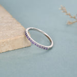 Lilac Purple Amethyst Half Eternity Ring
