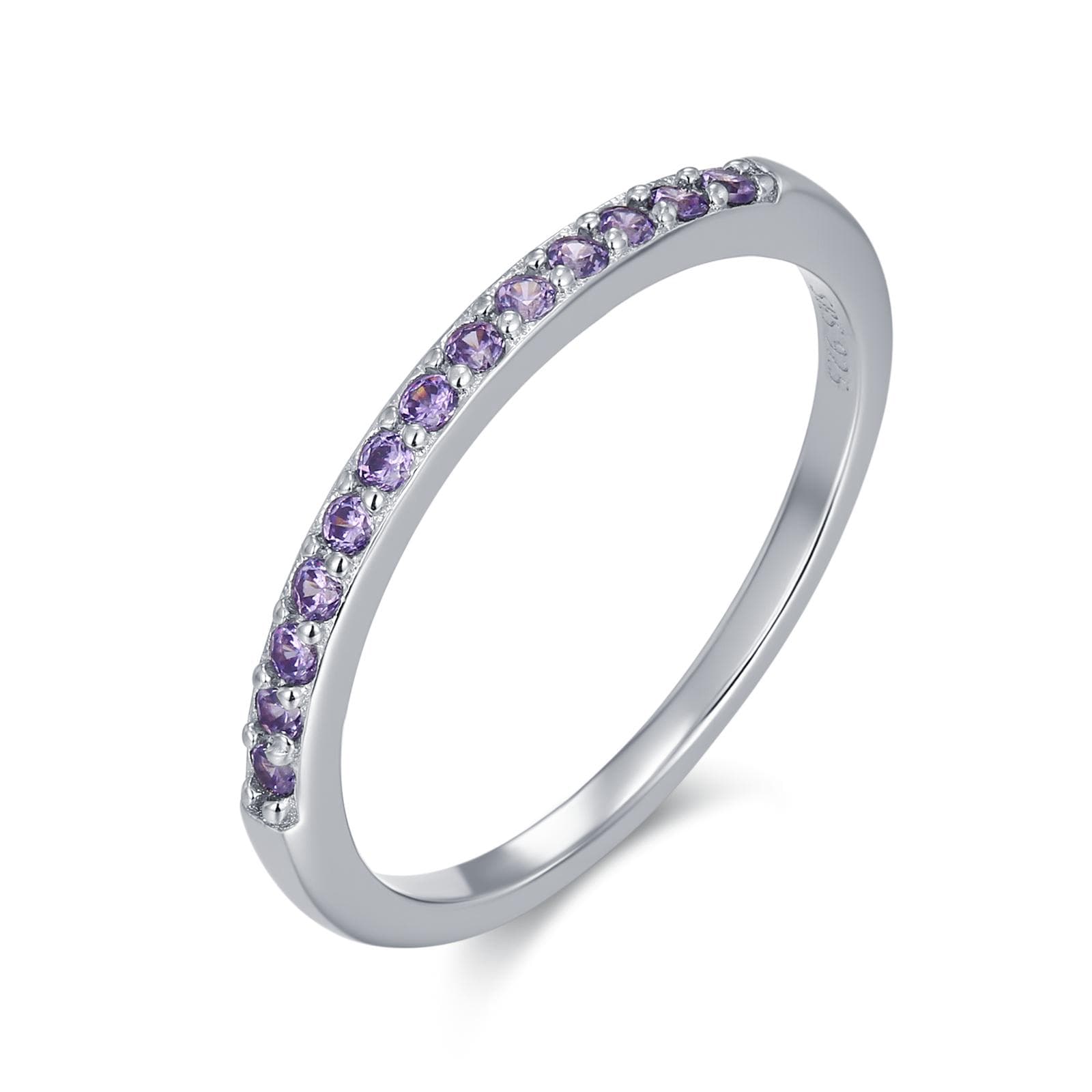 Lilac Purple Amethyst Half Eternity Ring