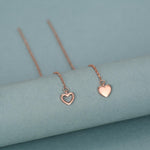 Mismatched Tiny Heart Threader Earrings in Sterling Silver, 9cm, Silver, Gold or Rose Gold, Heart Ear Threaders, Single or Double Piercing