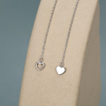 Mismatched Tiny Heart Threader Earrings in Sterling Silver, 9cm, Silver, Gold or Rose Gold, Heart Ear Threaders, Single or Double Piercing