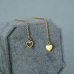 Mismatched Tiny Heart Threader Earrings in Sterling Silver, 9cm, Silver, Gold or Rose Gold, Heart Ear Threaders, Single or Double Piercing