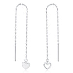 Mismatched Tiny Heart Threader Earrings in Sterling Silver, 9cm, Silver, Gold or Rose Gold, Heart Ear Threaders, Single or Double Piercing