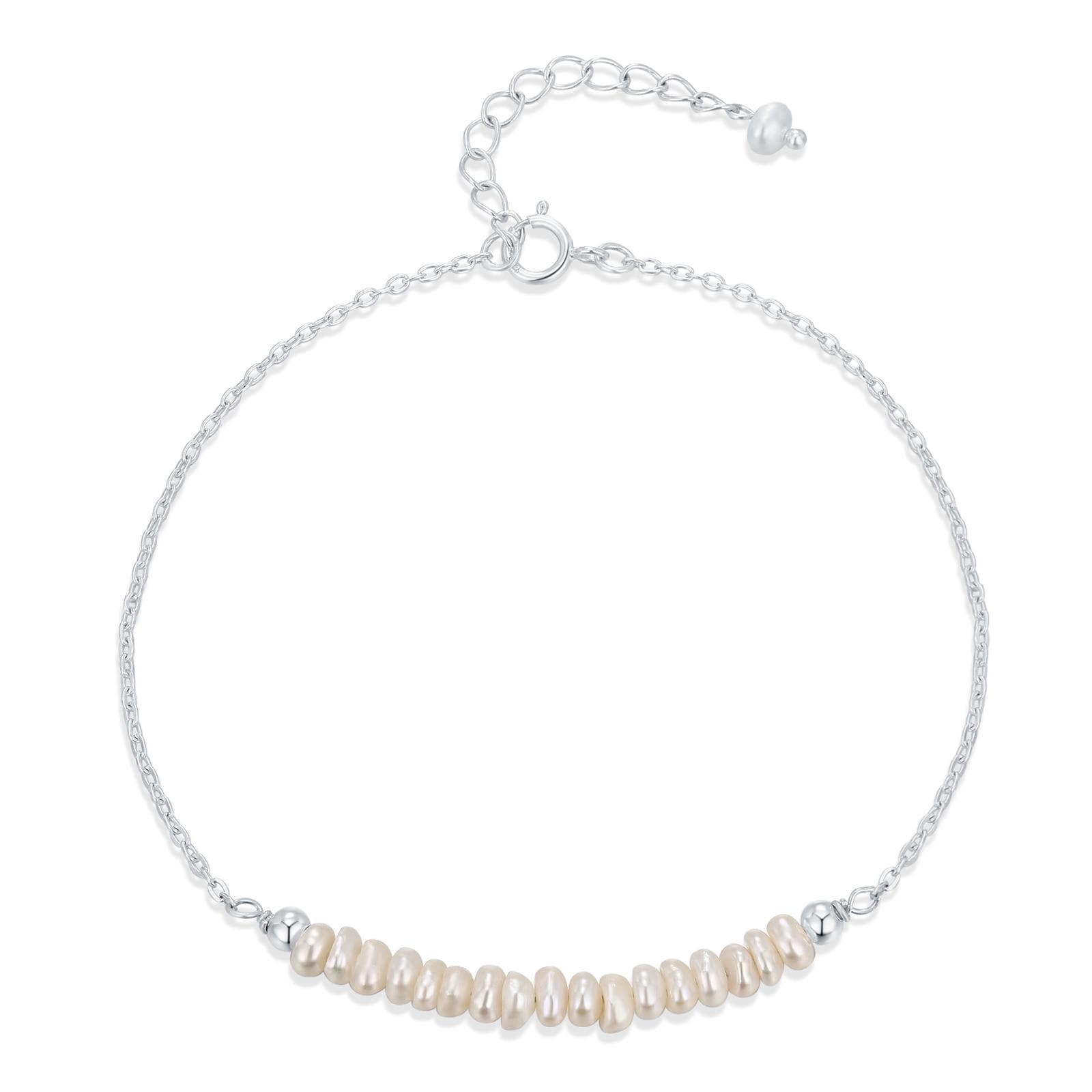 Sterling Silver Irregular Shape Freshwater Pearl Bracelet