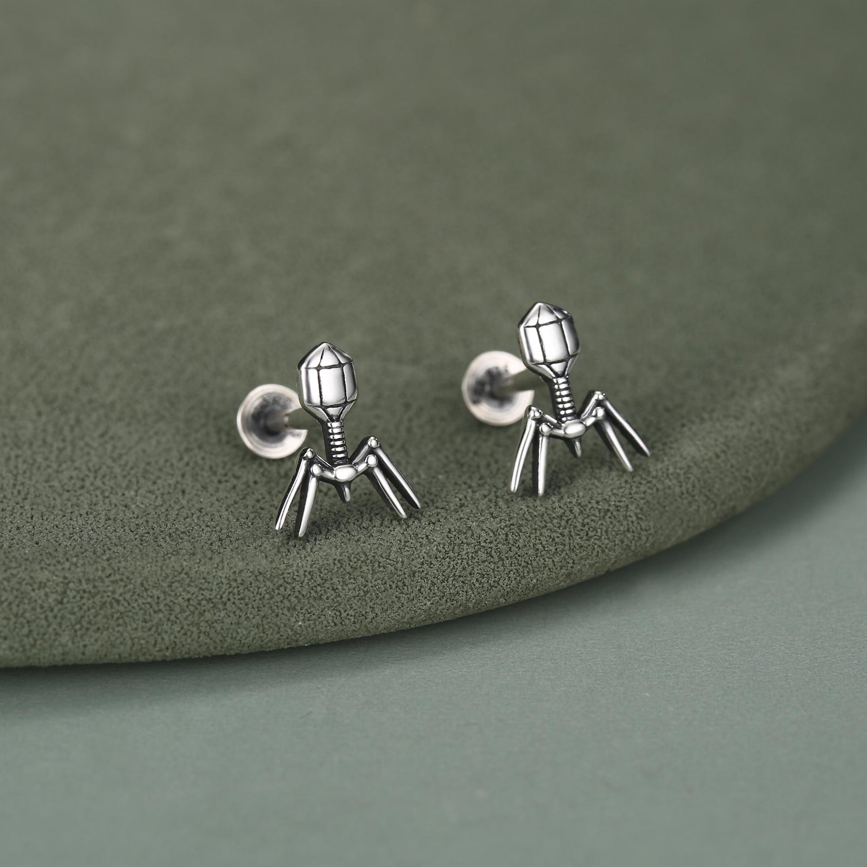 Sterling Silver Bacteriophage 16G Internally Threaded Flat Back Earring
