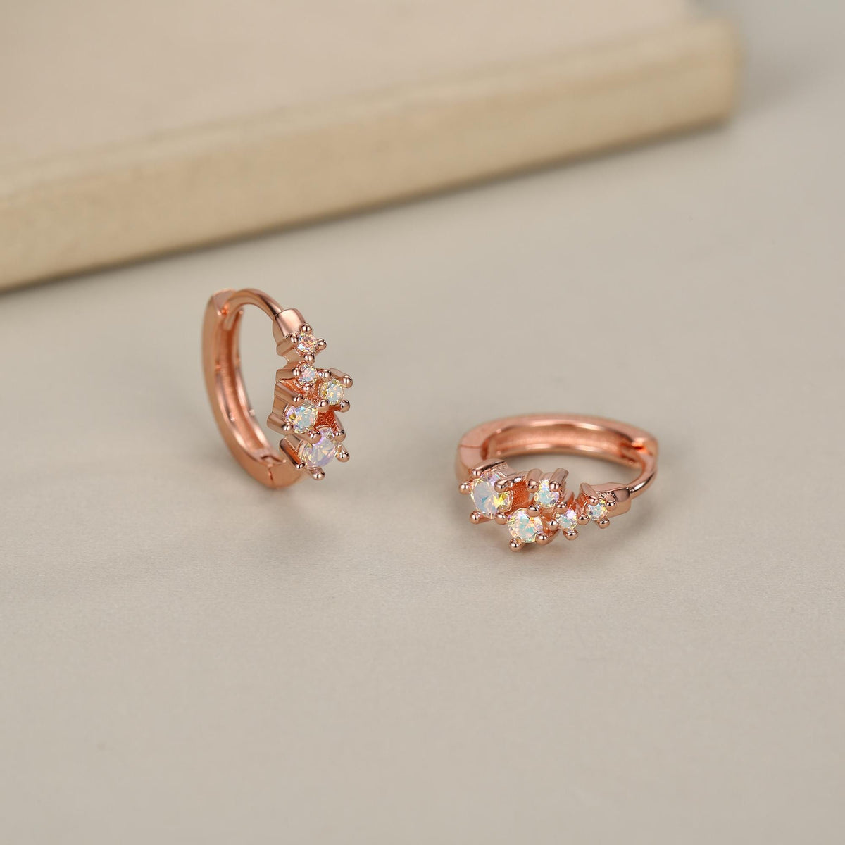Star Constellation AB CZ Huggie Hoop in Sterling Silver, Silver or Gold or Rose Gold, 8mm Inner Diameter, CZ Cluster Hoops,