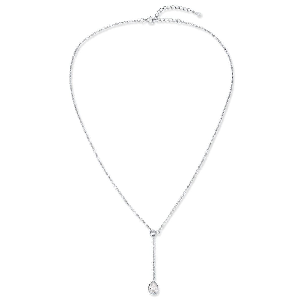Pear Cut Clear CZ Lariat Necklace
