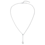 Pear Cut Clear CZ Lariat Necklace